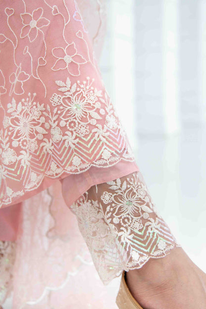 Peach Pakistani Thread Work Kurta Set