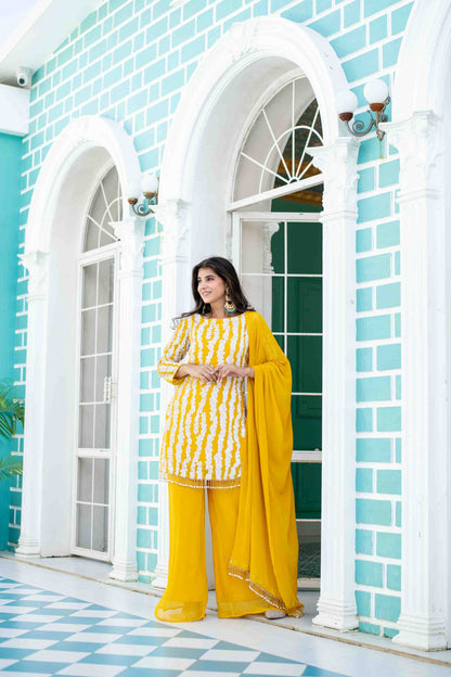 Yellow White Long Sequin Palazzo