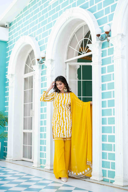 Yellow White Long Sequin Palazzo
