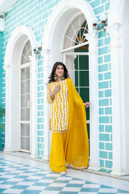 Yellow White Long Sequin Palazzo