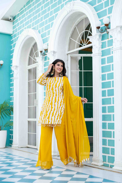 Yellow White Long Sequin Palazzo