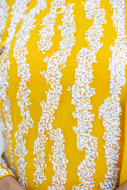 Yellow White Long Sequin Palazzo