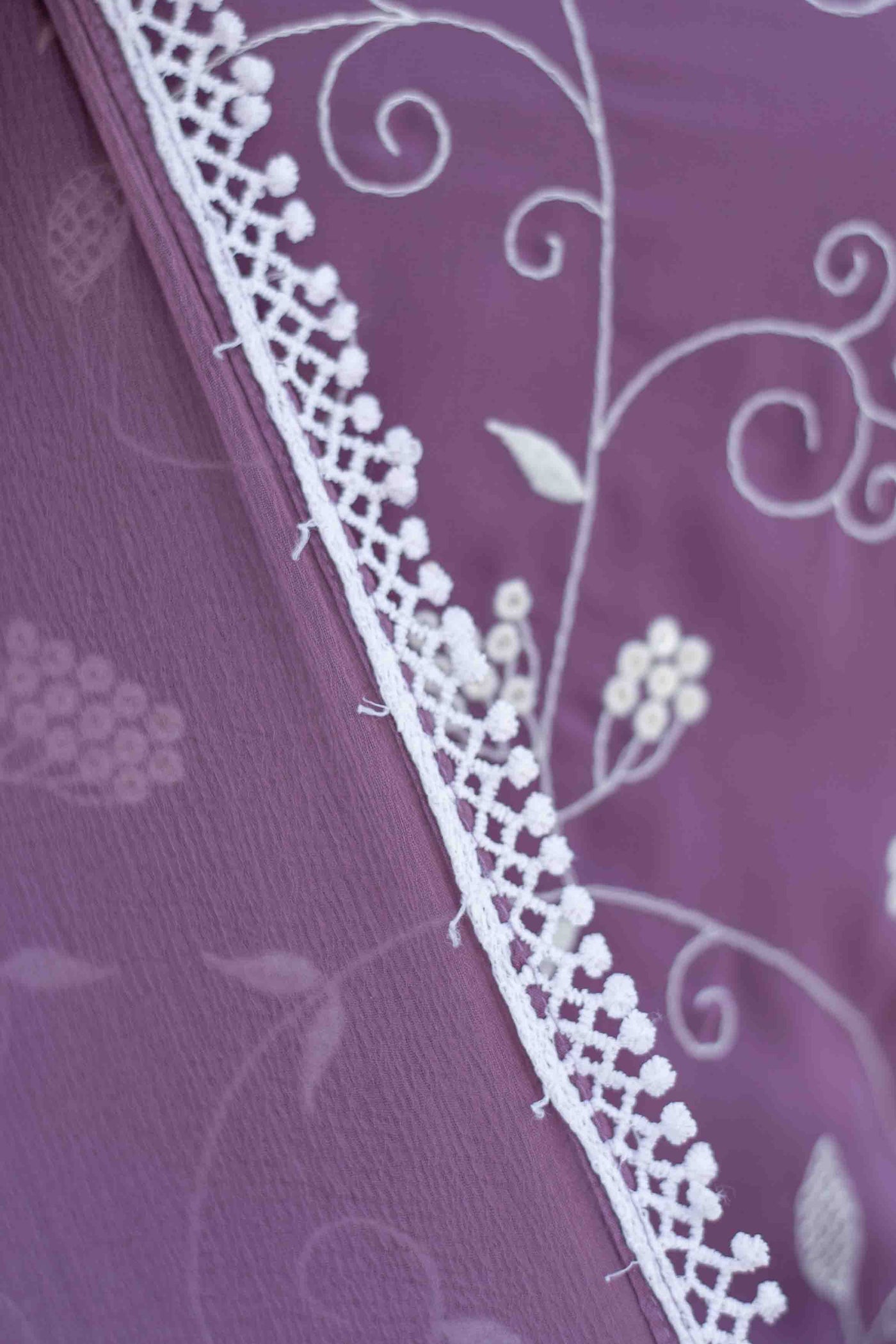 Lilac Thread Work Georgette Kurta Set