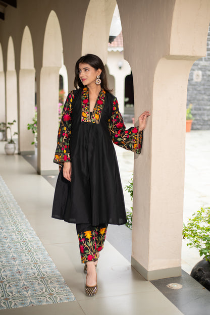 Black Floral Emb Co-ord Set