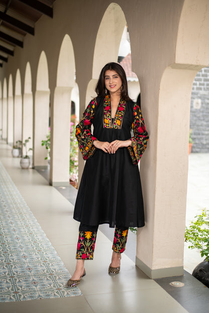 Black Floral Emb Co-ord Set