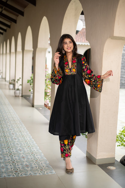 Black Floral Emb Co-ord Set