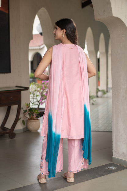 Powder Pink Emb Kurta Set