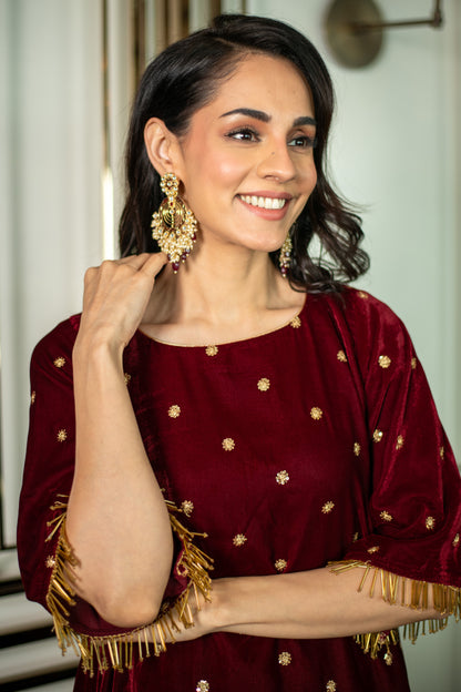 Velvet Maroon Sequin Co-ord Set