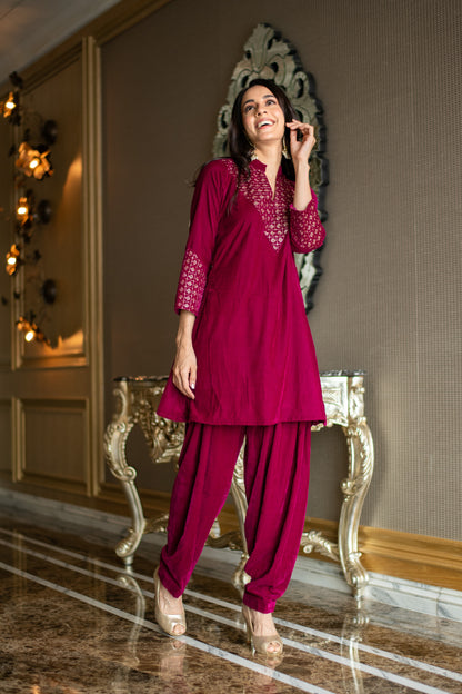 Velvet Magenta Coord Set