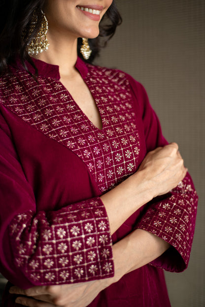 Velvet Magenta Coord Set