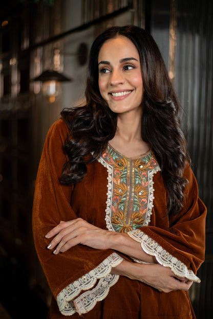 Velvet Rust Velvet Salwar Set
