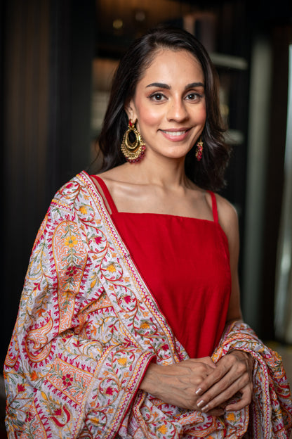 Red Velvet Salwar With Heavy Dupatta