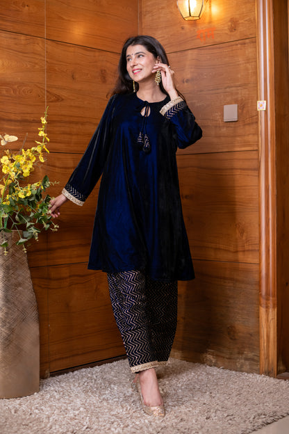 Velvet Royal Blue Farshi Salwar