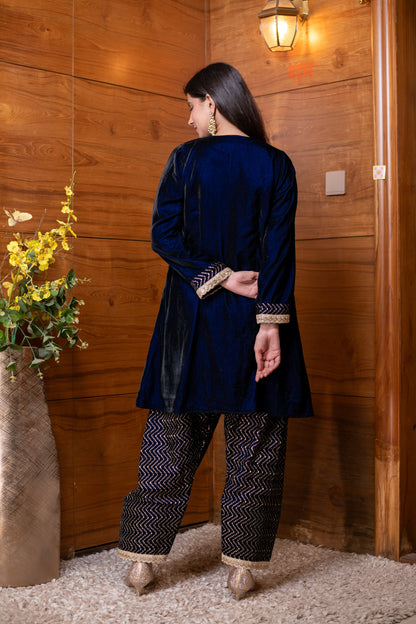 Velvet Royal Blue Farshi Salwar