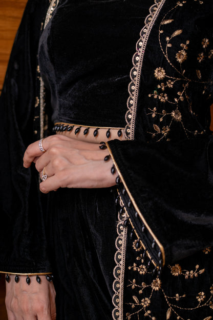 Velvet Black Jacket With Palazzo