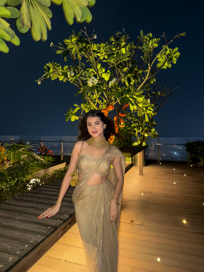 Golden Ready To Wear Skirt Saree