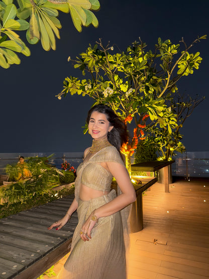 Golden Ready To Wear Skirt Saree