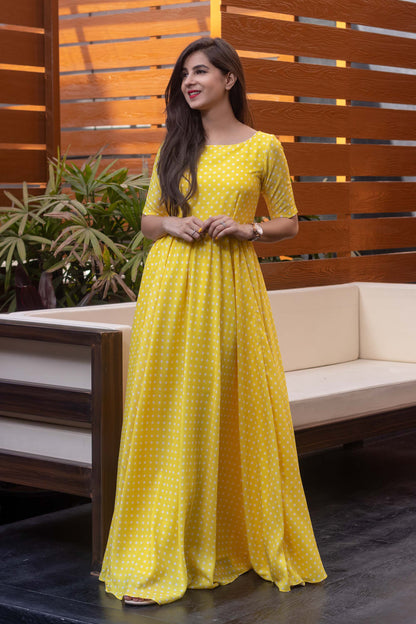 Yellow Polka Dots One Way Gown