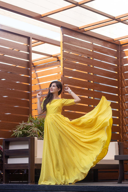Yellow Polka Dots One Way Gown