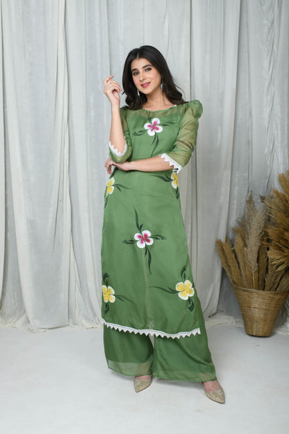 Green Hand Painted Co-Ord Set