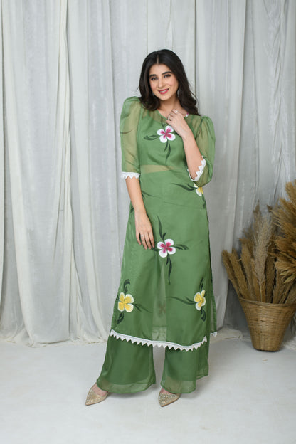 Green Hand Painted Co-Ord Set