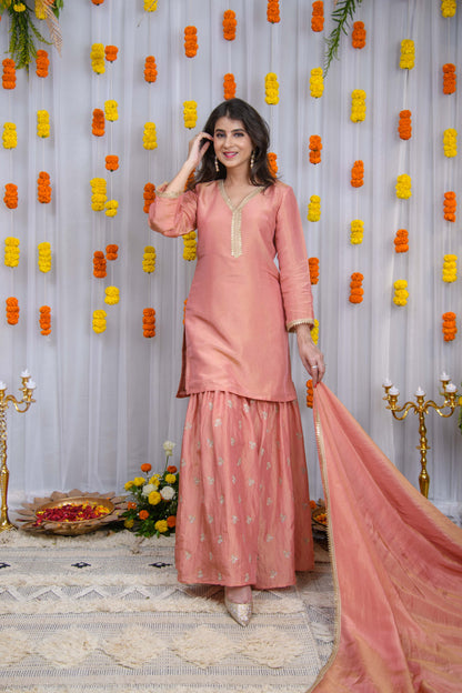 Peach Golden Sharara