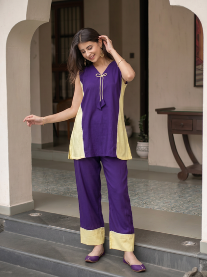 Purple and Butter Yellow With Pocket