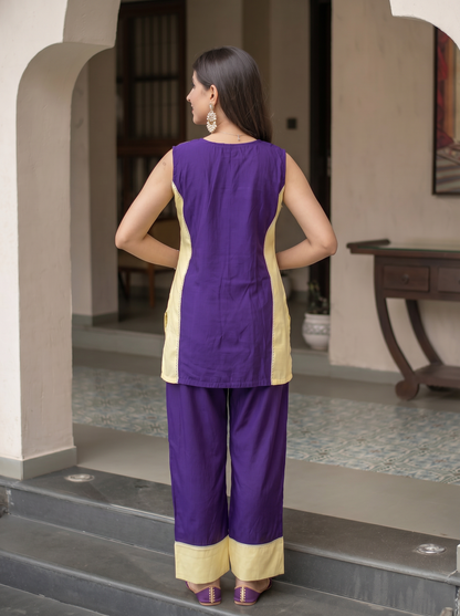 Purple and Butter Yellow With Pocket