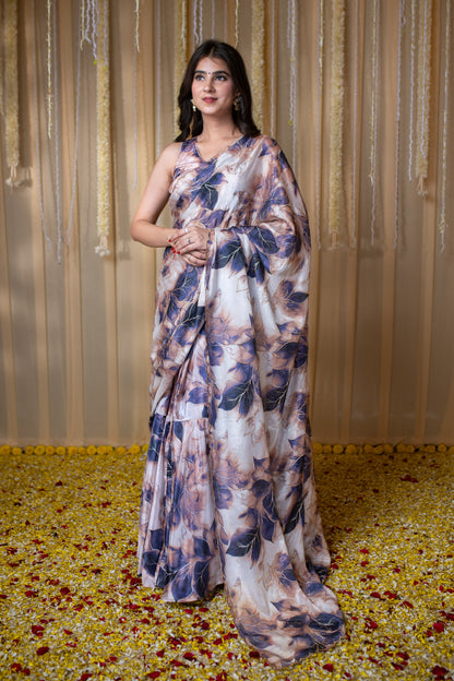 Indigo embroidered Ready to Wear Saree