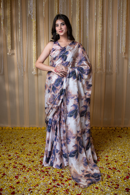 Indigo embroidered Ready to Wear Saree