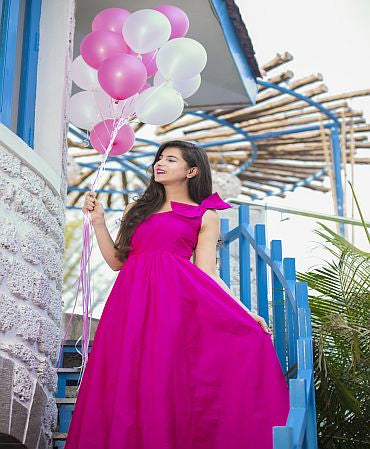 Pink Bow Long Dress