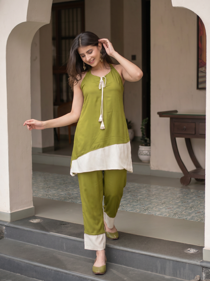 Mehendi Green and Cream Co-ord set