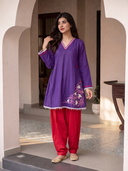 Purple and Red Co-Ord Set