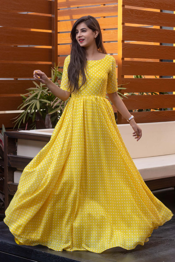 Yellow Polka Dots One Way Gown