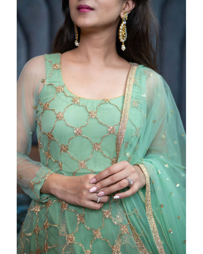 Mint Green Anarkali Set
