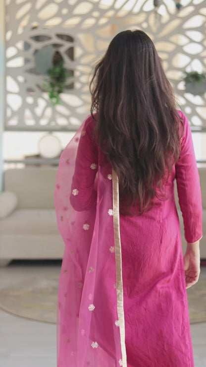 Hand Work Pink Kurta Set