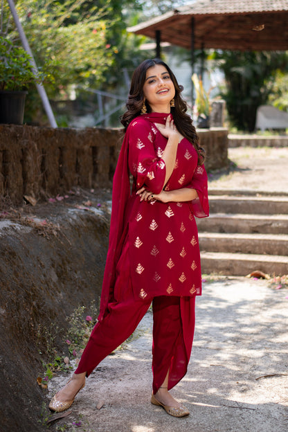 Cherry Red Sequin Patiala