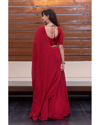 Red Thread Work Lehnega Choli