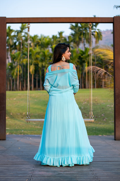 Sky Blue Lehenga with Jacket