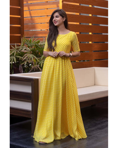Yellow Polka Dots One Way Gown