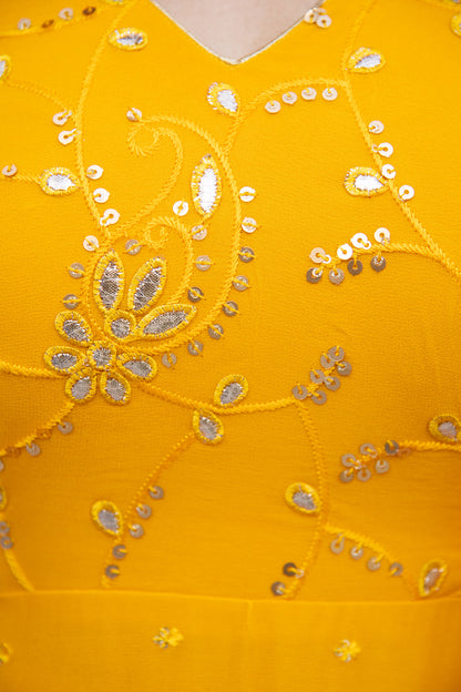 Mustard Yellow Anarkali Set