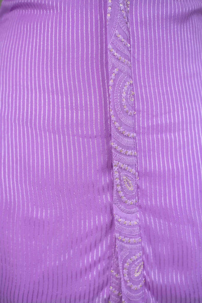 Lavender Georgette Thread Work Kurta With Patiala