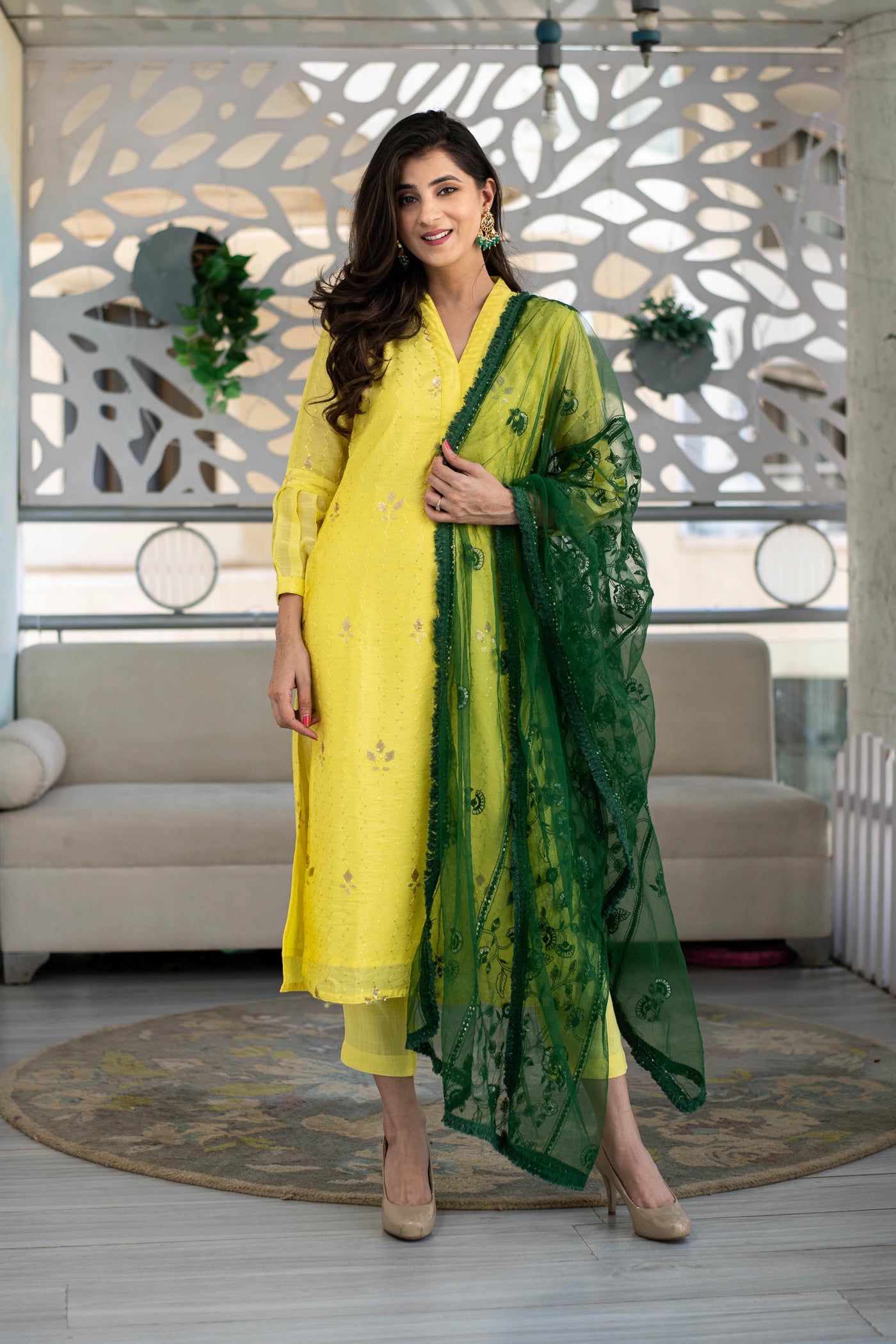 Buy Lemon Green Kurta Suit Sets for Women by NEHAMTA Online | Ajio.com