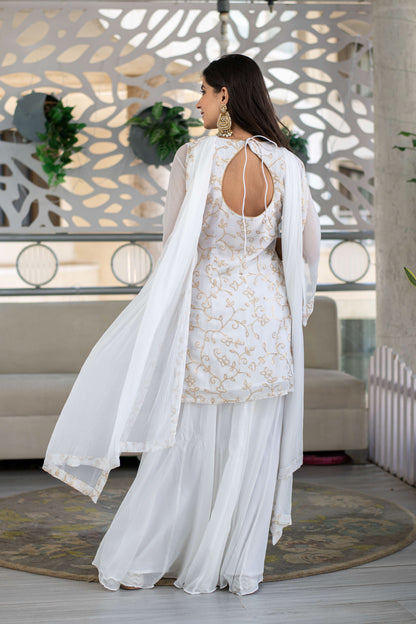 White Sequin Kurta With Palazzo