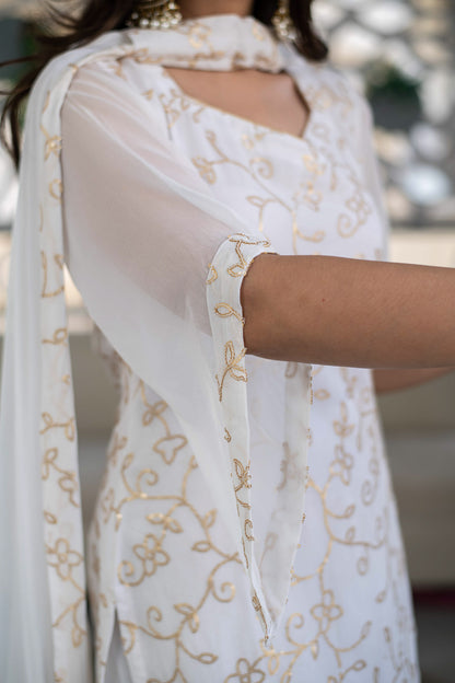 White Sequin Kurta With Palazzo