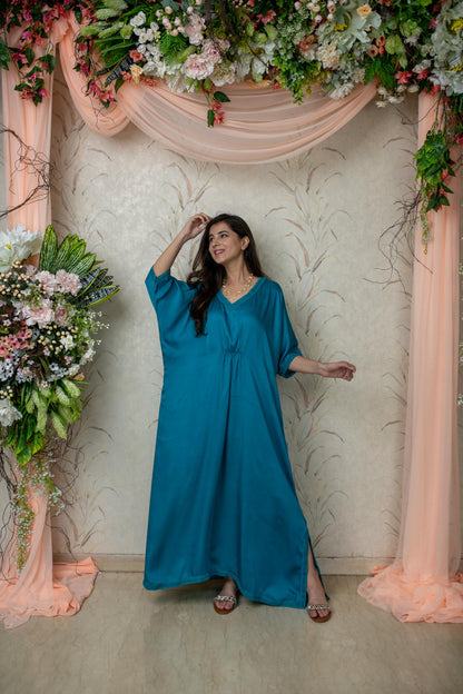 Blue Satin Kaftan