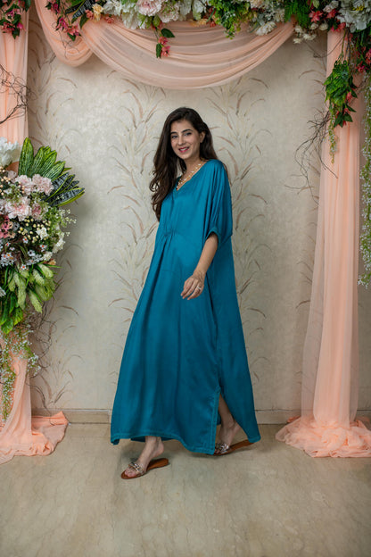 Blue Satin Kaftan