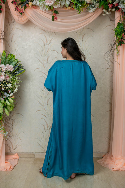 Blue Satin Kaftan