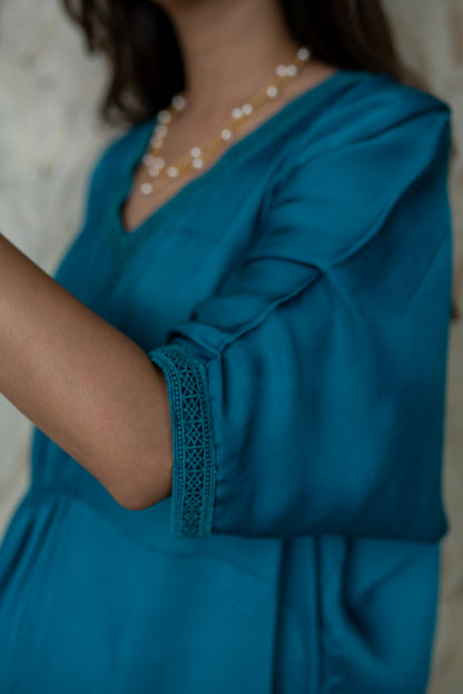 Blue Satin Kaftan