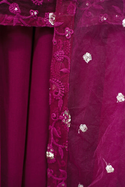 Wine Thread Work Kurta With Palazzo Set